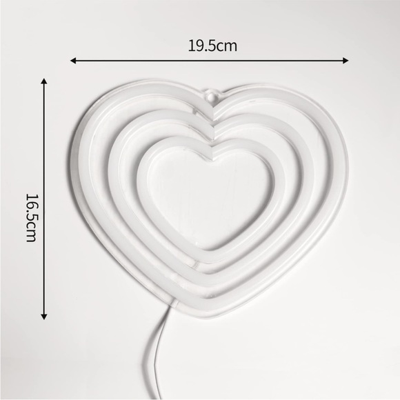 Neon Purple Pink Heart Valentines Love Retro 90s Party Festival LED USB Light - Picture 5 of 6